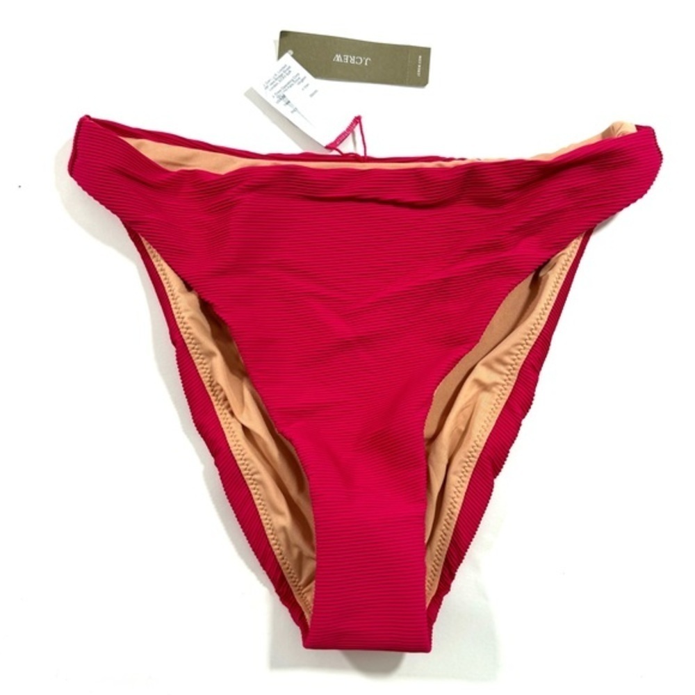 New J Crew Ribbed High Rise Cheeky Bikini Bottom BE808